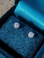 14k white gold old European cut diamond studs earrings - .55ct tw