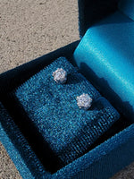 14k white gold old European cut diamond studs earrings - .55ct tw