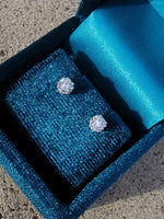 14k white gold old European cut diamond studs earrings - .55ct tw