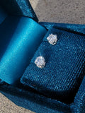 14k white gold old European cut diamond studs earrings - .55ct tw