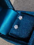 14k white gold old European cut diamond studs earrings - .55ct tw