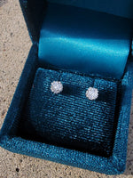 14k white gold old European cut diamond studs earrings - .55ct tw