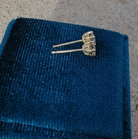 14k yellow gold old European cut diamond fleur de lis studs earrings - .42ct tw