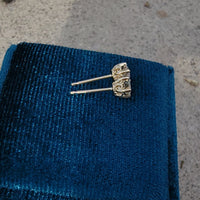 14k yellow gold old European cut diamond fleur de lis studs earrings - .42ct tw