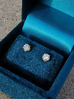 14k yellow gold old European cut diamond fleur de lis studs earrings - .42ct tw