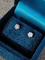 14k yellow gold old European cut diamond fleur de lis studs earrings - .42ct tw
