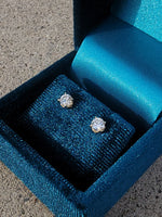 14k yellow gold old European cut diamond fleur de lis studs earrings - .42ct tw