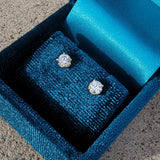 14k yellow gold old European cut diamond fleur de lis studs earrings - .42ct tw