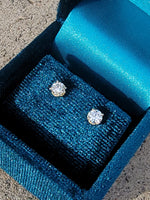 14k yellow gold old European cut diamond fleur de lis studs earrings - .42ct tw