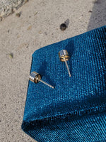 14k gold European cut diamond bezel stud earrings - .42ct tw