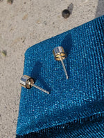 14k gold European cut diamond bezel stud earrings - .42ct tw