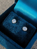14k gold European cut diamond bezel stud earrings - .42ct tw