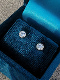 14k gold European cut diamond bezel stud earrings - .42ct tw