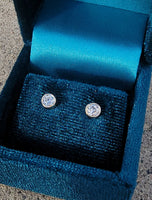 14k gold European cut diamond bezel stud earrings - .42ct tw
