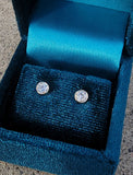 14k gold European cut diamond bezel stud earrings - .42ct tw