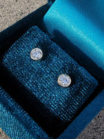 14k gold European cut diamond bezel stud earrings - .42ct tw