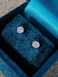 14k gold European cut diamond bezel stud earrings - .42ct tw