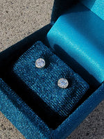 14k gold European cut diamond bezel stud earrings - .42ct tw