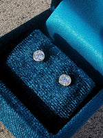 14k gold European cut diamond bezel stud earrings - .42ct tw