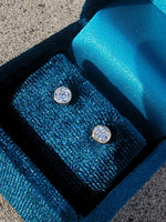 14k gold European cut diamond bezel stud earrings - .42ct tw