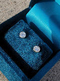 14k gold European cut diamond bezel stud earrings - .42ct tw
