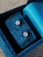 14k gold European cut diamond bezel stud earrings - .42ct tw