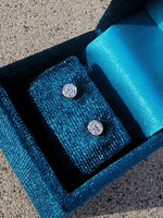 14k gold European cut diamond bezel stud earrings - .42ct tw