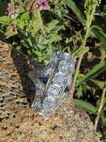 Platinum diamond & blue sapphire estate Art Deco c.1920's filigree glove shield ring