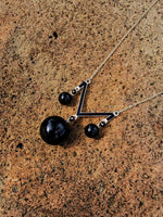 14K Deco Black Onyx pendant necklace lavaliere