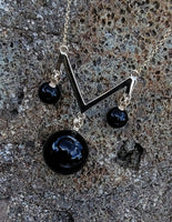 14K Deco Black Onyx pendant necklace lavaliere