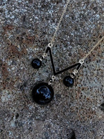 14K Deco Black Onyx pendant necklace lavaliere