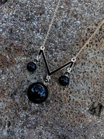 14K Deco Black Onyx pendant necklace lavaliere