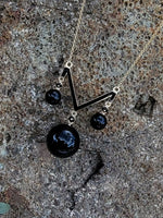 14K Deco Black Onyx pendant necklace lavaliere
