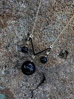 14K Deco Black Onyx pendant necklace lavaliere