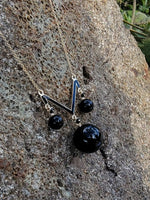 14K Deco Black Onyx pendant necklace lavaliere