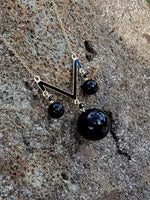 14K Deco Black Onyx pendant necklace lavaliere