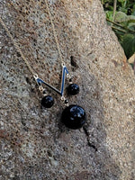 14K Deco Black Onyx pendant necklace lavaliere