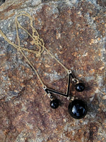 14K Deco Black Onyx pendant necklace lavaliere