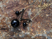 14K Deco Black Onyx pendant necklace lavaliere