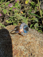 14k gold aquamarine & diamond estate halo ring