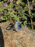 14k gold aquamarine & diamond estate halo ring