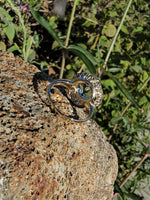 14k gold aquamarine & diamond estate halo ring