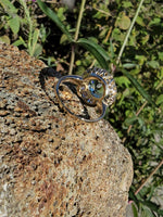 14k gold aquamarine & diamond estate halo ring