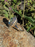 14k gold aquamarine & diamond estate halo ring