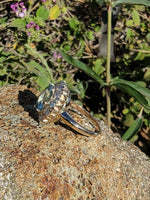 14k gold aquamarine & diamond estate halo ring