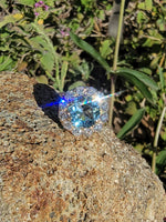 14k gold aquamarine & diamond estate halo ring