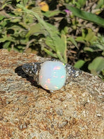 14k white gold filigree c.1920's opal ring