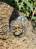 14k white gold filigree c.1920's opal ring