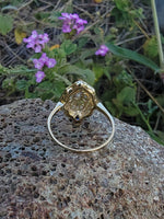 14k gold two tone Deco estate sapphire & diamond navette ring
