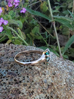 10k gold Victorian emerald & pearl  floral flower estate ring
